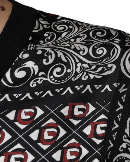 Dolce & Gabbana Black Logo Wool V-neck Pullover Sweater