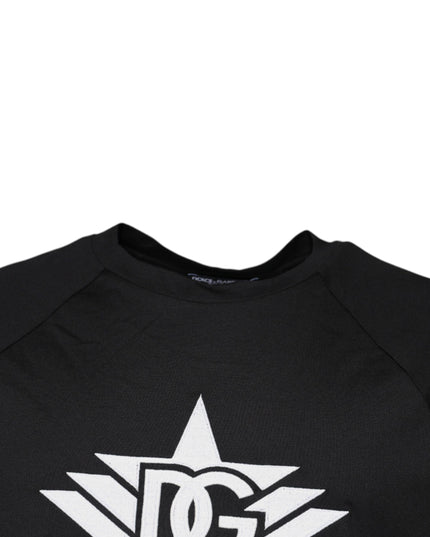 Dolce & Gabbana Black Logo Print Cotton Crew Neck T-shirt