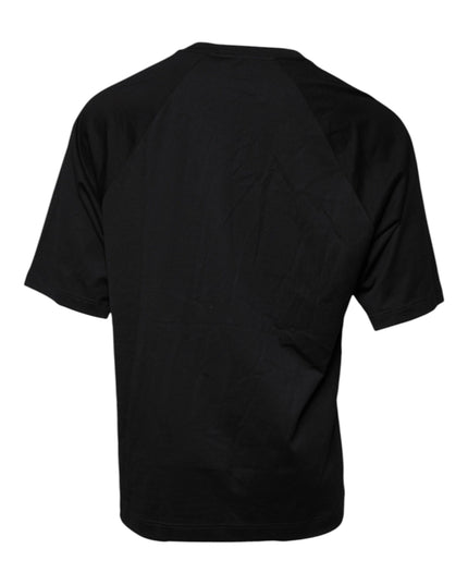 Dolce & Gabbana Black Logo Print Cotton Crew Neck T-shirt