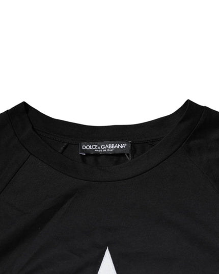 Dolce & Gabbana Black Logo Print Cotton Crew Neck T-shirt