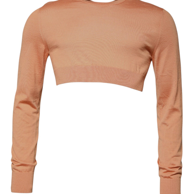 Dolce & Gabbana Beige Wool Crewneck Pullover Cropped Sweater