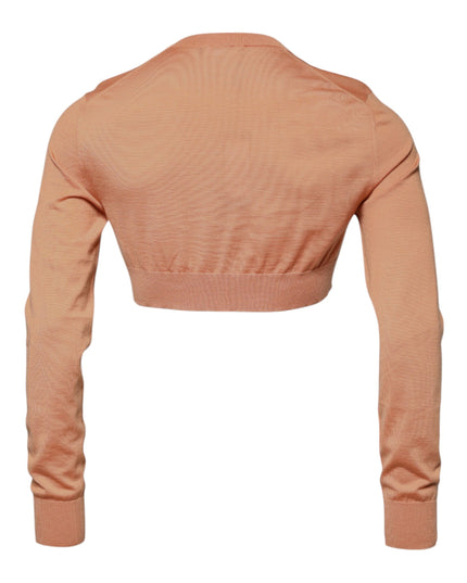 Dolce & Gabbana Beige Wool Crewneck Pullover Cropped Sweater