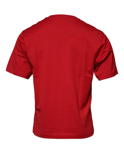 Dolce & Gabbana Red Logo Print Cotton Crew Neck T-shirt
