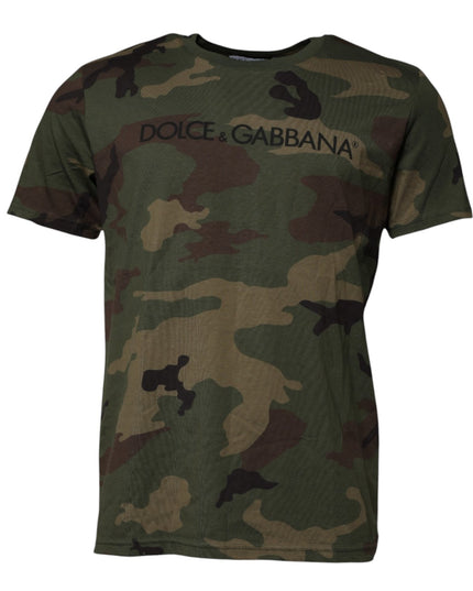 Dolce & Gabbana Multicolor Camouflage Cotton Crew Neck T-shirt