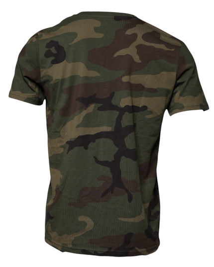 Dolce & Gabbana Multicolor Camouflage Cotton Crew Neck T-shirt