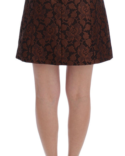 Dolce & Gabbana Brown Floral Brocade Mini Bubble Skirt