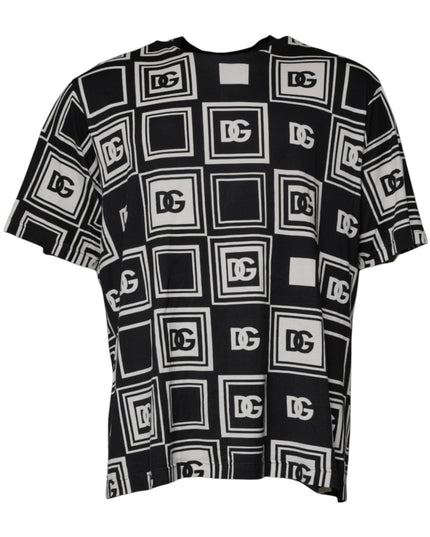 Dolce & Gabbana Black Logo Monogram Cotton Crew Neck T-shirt