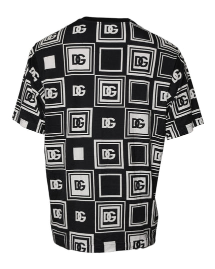 Dolce & Gabbana Black Logo Monogram Cotton Crew Neck T-shirt