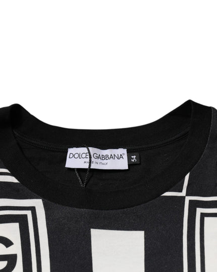 Dolce & Gabbana Black Logo Monogram Cotton Crew Neck T-shirt
