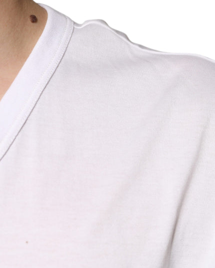 Dolce & Gabbana White Logo V-neck Short Sleeve T-shirt