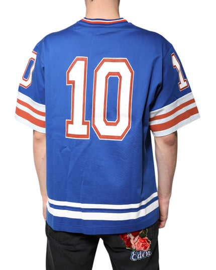 Dolce & Gabbana Blue Logo V-neck Short Sleeve T-shirt