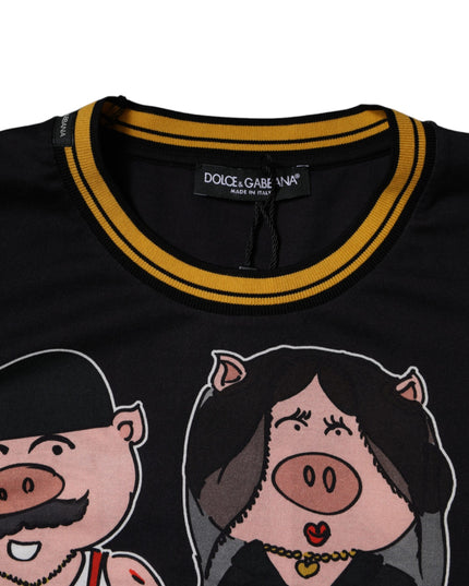 Dolce & Gabbana Black 2019 Year Of The Pig Crew Neck T-shirt