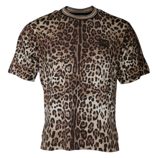 Dolce & Gabbana Brown Leopard Crew Neck Short Sleeve T-shirt