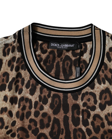 Dolce & Gabbana Brown Leopard Crew Neck Short Sleeve T-shirt