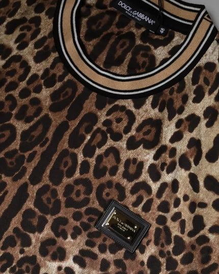 Dolce & Gabbana Brown Leopard Crew Neck Short Sleeve T-shirt