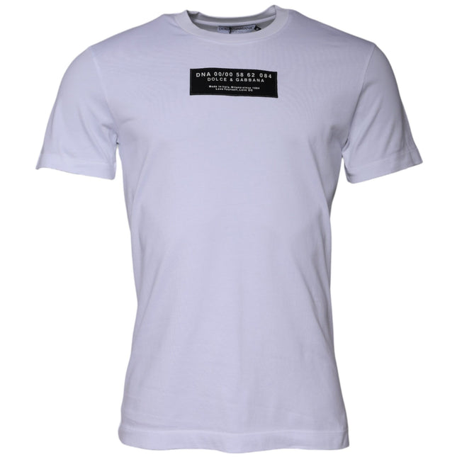 Dolce & Gabbana White Logo Print Cotton Crew Neck T-shirt