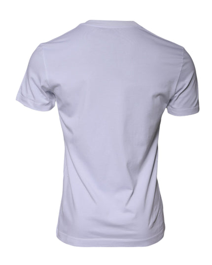 Dolce & Gabbana White Logo Print Cotton Crew Neck T-shirt