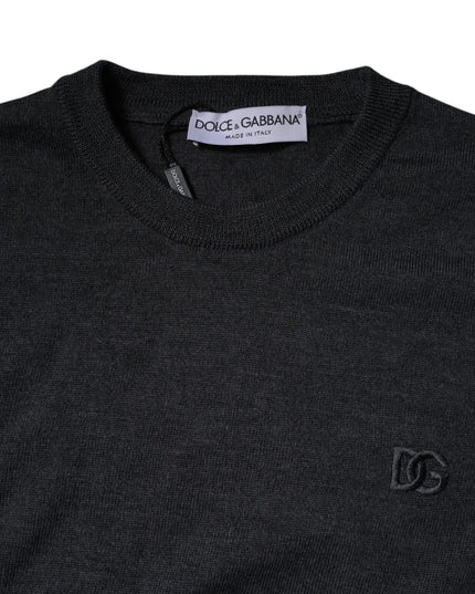 Dolce & Gabbana Dark Gray DG Logo Crew Neck Pullover Sweater