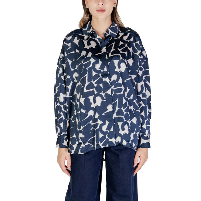 ICHI Blue Polyester Blouse