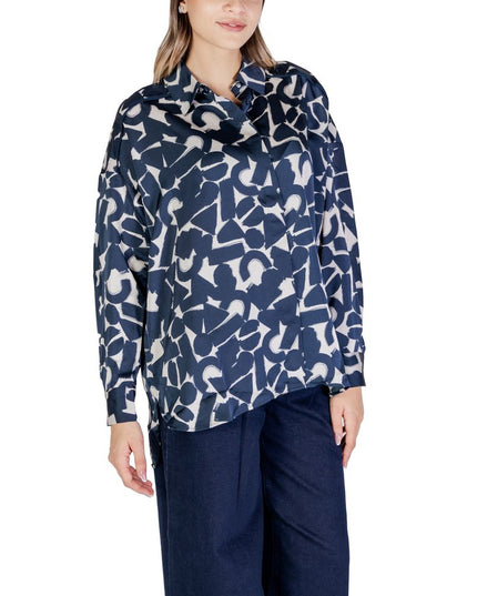 ICHI Blue Polyester Blouse