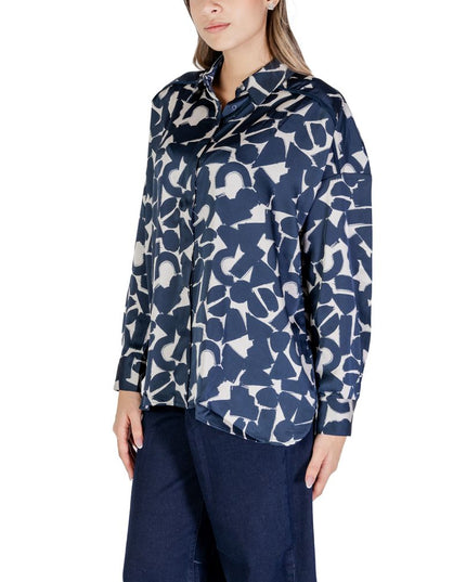 ICHI Blue Polyester Blouse