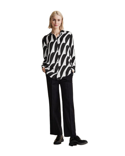 Street One Black And White Viscose Blouse