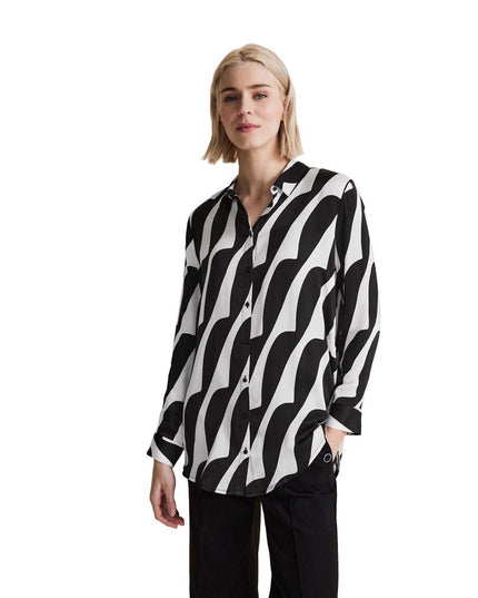 Street One Black And White Viscose Blouse