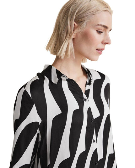 Street One Black And White Viscose Blouse