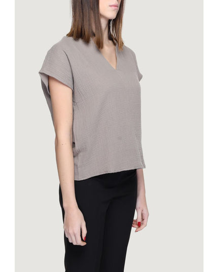 Jacqueline De Yong Beige Cotton Blouse