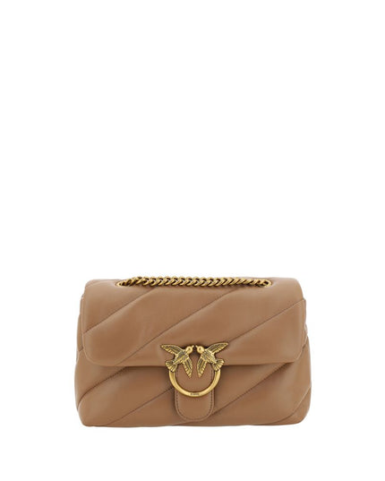 PINKO Brown Calf Leather Bos Taurus Shoulder Bag