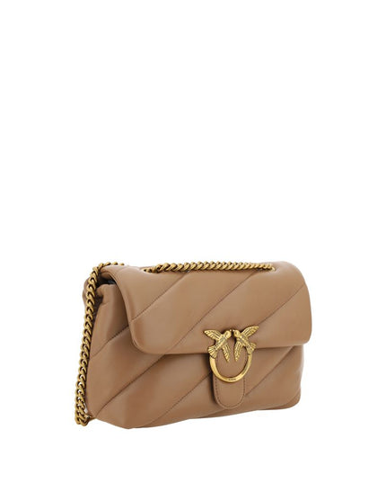 PINKO Brown Calf Leather Bos Taurus Shoulder Bag