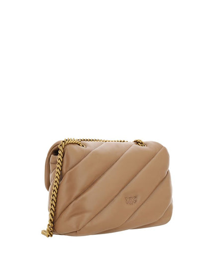 PINKO Brown Calf Leather Bos Taurus Shoulder Bag