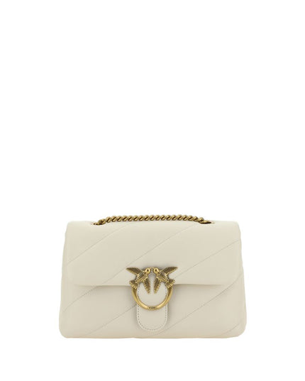 PINKO White Calf Leather Bos Taurus Shoulder Bag