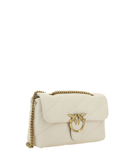 PINKO White Calf Leather Bos Taurus Shoulder Bag