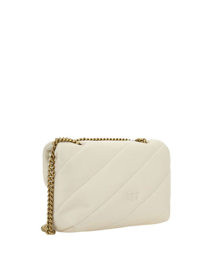 PINKO White Calf Leather Bos Taurus Shoulder Bag