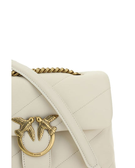 PINKO White Calf Leather Bos Taurus Shoulder Bag