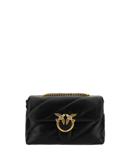 PINKO Black Calf Leather Bos Taurus Shoulder Bag