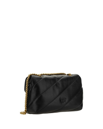 PINKO Black Calf Leather Bos Taurus Shoulder Bag