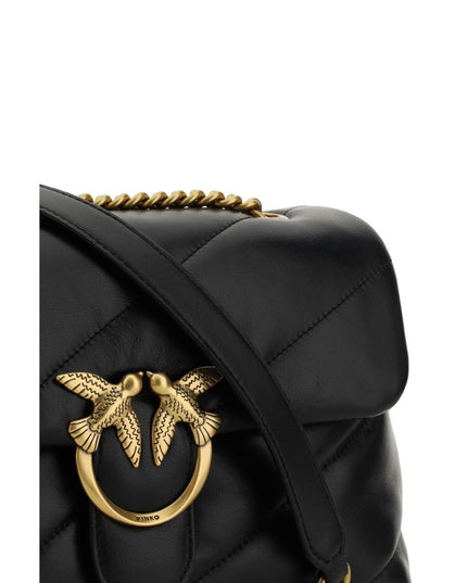 PINKO Black Calf Leather Bos Taurus Shoulder Bag
