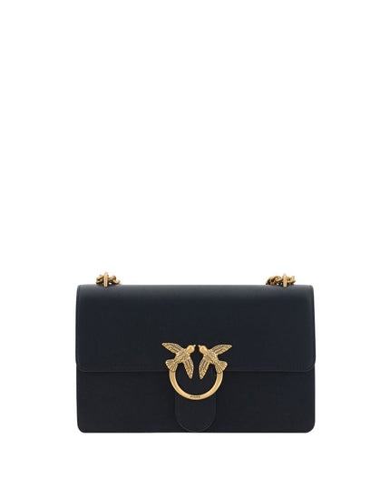 PINKO Black Calf Leather Bos Taurus Shoulder Bag