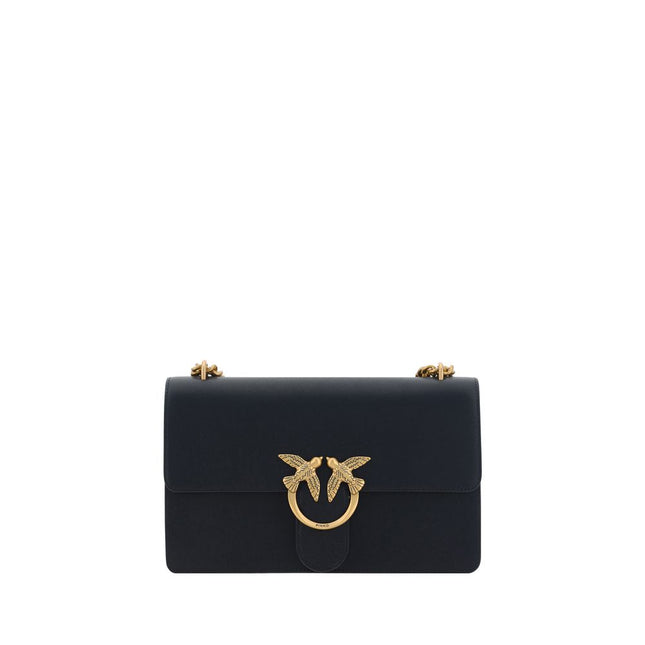 PINKO Black Calf Leather Bos Taurus Shoulder Bag