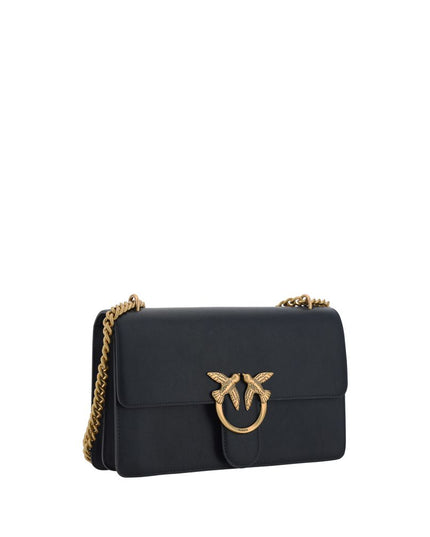 PINKO Black Calf Leather Bos Taurus Shoulder Bag