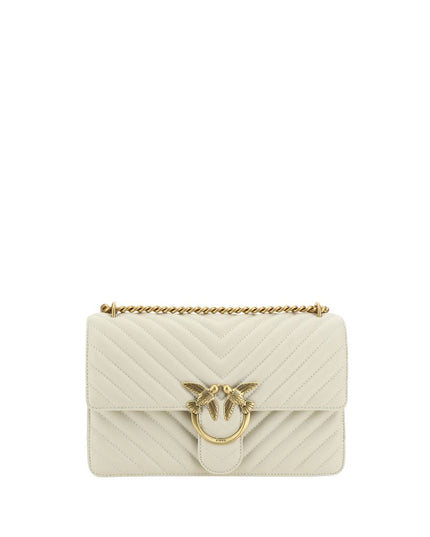 PINKO White Calf Leather Bos Taurus Shoulder Bag