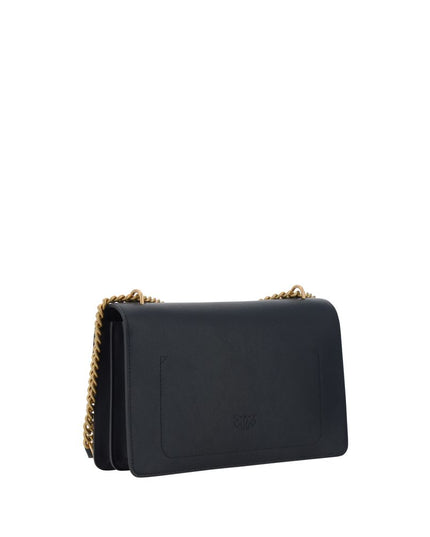 PINKO Black Calf Leather Bos Taurus Shoulder Bag