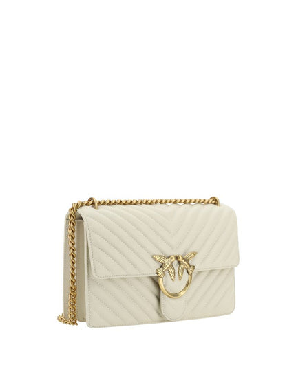 PINKO White Calf Leather Bos Taurus Shoulder Bag
