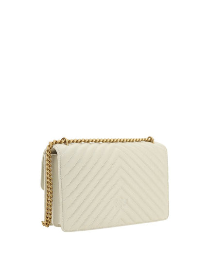 PINKO White Calf Leather Bos Taurus Shoulder Bag