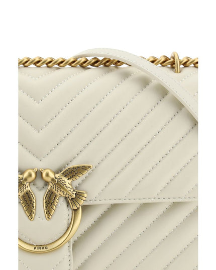 PINKO White Calf Leather Bos Taurus Shoulder Bag