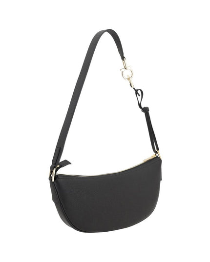 Ferragamo Black Calf Leather Bos Taurus Shoulder Bag
