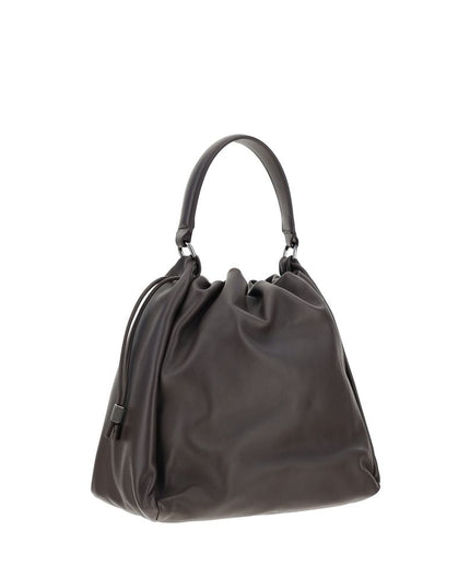 Brunello Cucinelli Brown Calf Leather Bos Taurus Shoulder Bag