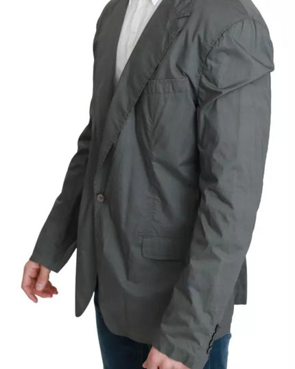 Dolce & Gabbana Gray Cotton Single Breasted Formal Blazer